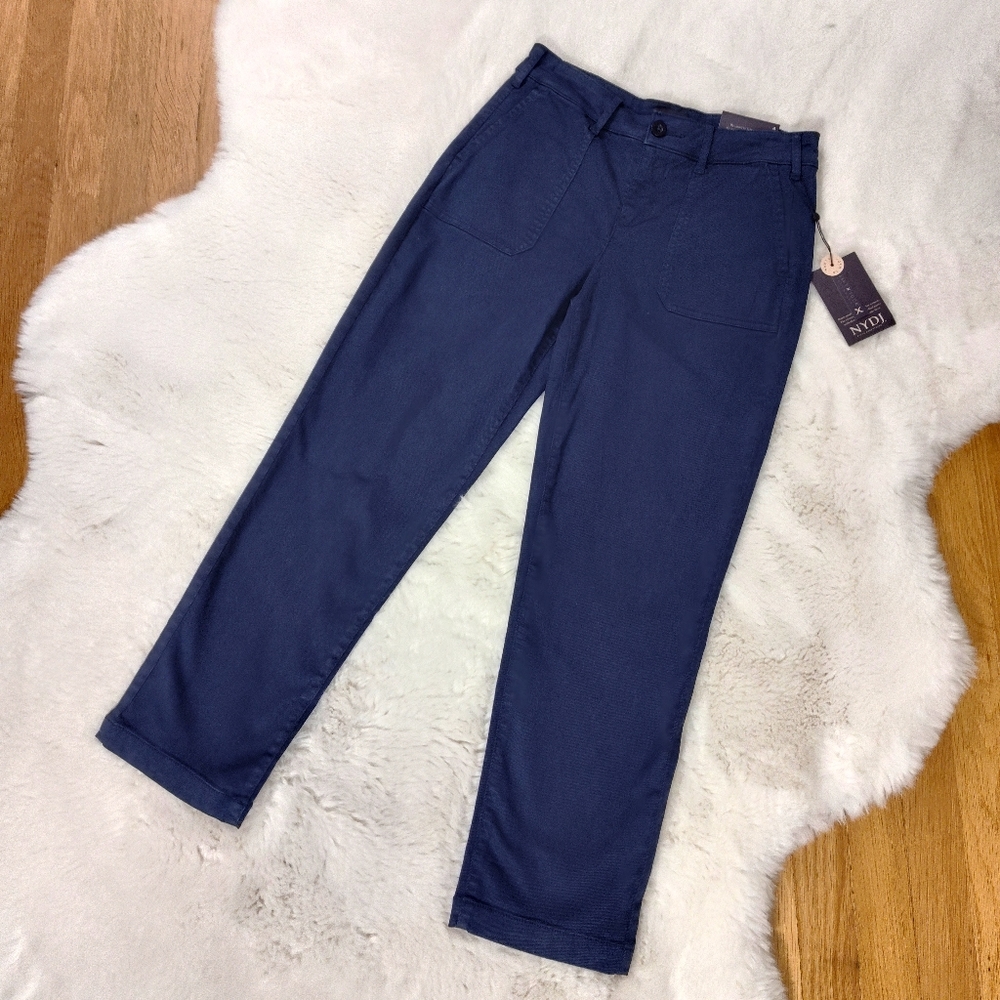 NYDJ Straight Leg Ankle Length Navy Chino Pants